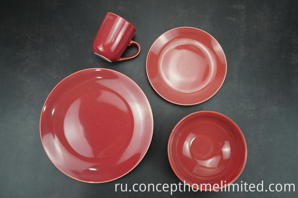 Reactive Glazed Stoneware Dinner Set Claret Red Ch22067 G08 1